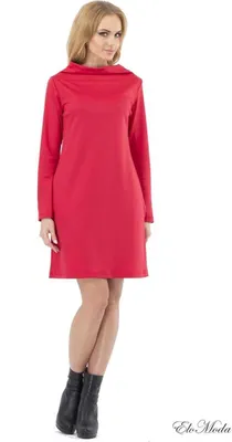 Produktbild von Damen Minikleid A-Form Kleid Tunika mit Kragen; Rot/S/36