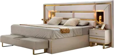 Image de Lit Chambre Moderne Design Rectangulaire Blanc Unicolore Moderne Design