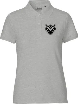 Produktbild von Huuraa Damen Polo Shirt Eule Silhouette XXL Sport Grey Bio Baumwolle Fairtrade Poloshirt Geschenkidee