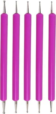 Produktbild von 5er Nagel Punktierstift Set Doppelseitig Punktierung Werkzeug DIY Nagel Desing, Farbe:Lila