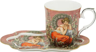 Immagine prodotto di HOME ELEMENTS Tazza da 360 ml, con sottobicchiere, Mucha dark