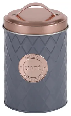 Produktbild von Kaffeedose - Metall - grau/rosa - 11 x 16 cm - Tassen/Bohnen/Filterkaffee