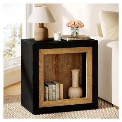 Produktbild von Beistelltisch im Rahmen-Design, Couchtisch, kleiner rechteckiger Tisch mit Stauraum für Wohnzimmer, Nachttisch für kleine Räume, 60 x 30 x 60 cm