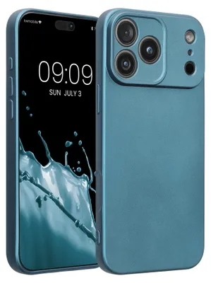 Produktbild von kwmobile Handyhülle für Apple iPhone 17 Pro Max Hülle - weiche Silikon Case metallisch schimmernd - Schutzhülle Cover - Metallic Karibikblau
