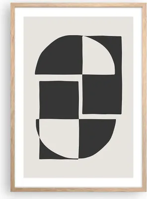Produktbild von Gerahmtes Poster - Rahmen in heller Eiche - Abstraktion Kontrast Figuren - 50x70 cm - Wand Bild - Wanddeko - Wandbilder - Kunstposter - Wandposter - Bilderrahmen - Bilder - P2NPA50x70-4495