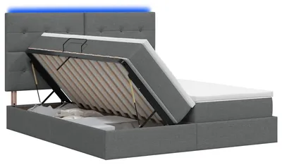 Produktbild von LED-Speicherbett mit Matratze Dunkelgrau 200 x 200 cm Stoff