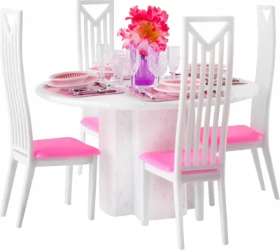 Produktbild von Komplettes Puppenmöbel-Set mit Dekorationen, Rosa, 38 Teile