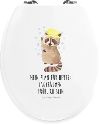 Produktbild von Mr. & Mrs. Panda WC Brille Waschbär - Weiß - Geschenk, Tagträumen, Gute Laune, Waschen, Klobrille, WC-Sitz, Plan, Klodeckel, Toilettendeckel, Seifenblasen, Fröhlich, Sitz