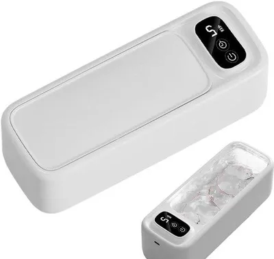 Image de Nettoyeur à ultrasons pour bijoux - Nettoyage à 360° - Dimensions : 22 x 8 x 6,5 cm - Blanc