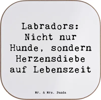 Produktbild von Mr. & Mrs. Panda Untersetzer Glas Spruch Labrador Herzensdiebe - Weiß - Geschenk, energiegeladener Hund, Hunderasse, bedingungslose Liebe, loyaler Freund, Coaster, Hunde
