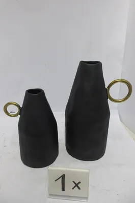 Produktbild von Gilde Vase, "Dora", Aluminium, schwarz, VE 2, L. 13 cm, B. 13 cm, H. 24 cm 69810 4063387698105