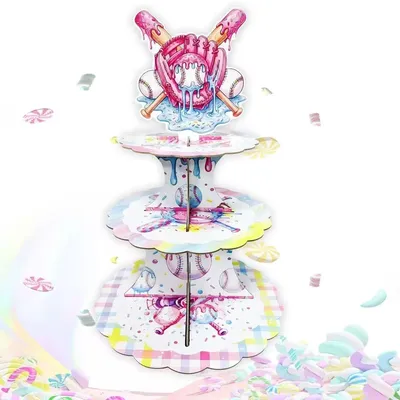 3-stöckiger Cupcake-Ständer im Eis-Design, für 24 Cupcakes, Papier