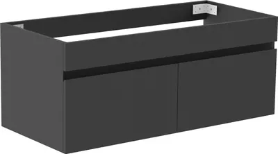 Image de Acezanble Meuble salle de bain anthracite mat sans lavabo, MDF avec deux portes, 99L x 45P x 40H cm, suspendu