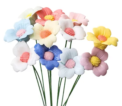 Produktbild von Handgefertigte, realistische, bunte Keramik-Simulationsblume mit Stiel, künstliche Blume zur DIY-Vasendekoration
