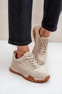 Imagen del producto de Zapatillas deportivas de cuero para mujer, marca Big Star, modelo OO274A315, sistema Hi-Poly, color beige, talla 40