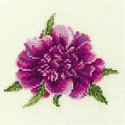 Produktbild von RTO Kreuzstich Set "Pfingstrose rosa" EH330, Zählmuster, 13x13 cm