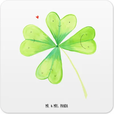 Produktbild von Mr. & Mrs. Panda Tischuntersetzer Blume Kleeblatt 15er Set - Weiß - Geschenk, Untersetzer für Gläser, Motivation, Tassenuntersetzer, Neuanfang, Glücksbringer, Garten