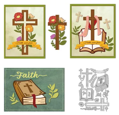 Stanzformen Bibel-Motiv Kreuz Glaube, 1 Stück, 108x152 mm, Karbonstahl
