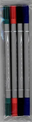 Produktbild von Doppelseitige Filzstifte mit verschiedenen Strichstärken für feines Zeichnen, 4 Farben