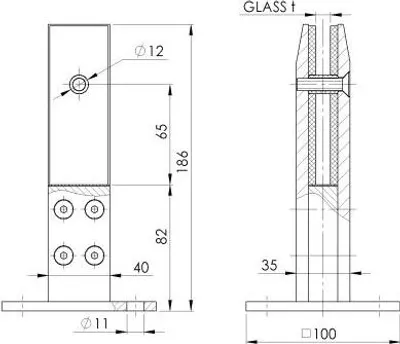 Produktbild von Edelstahl Glashalter stehend 12-17.52mm