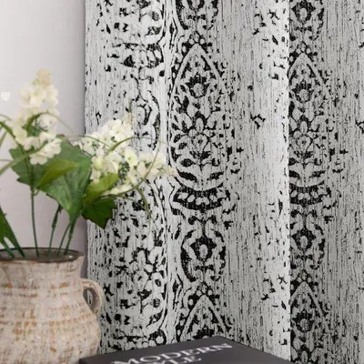 Obrázok produktu pre Čierno-sivé damiastové závesy – zakrývajúce – 2 kusy – 132 x 213 cm