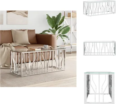Zdjęcie produktu dla vidaXL Stolik kawowy 110x45x45 cm stal nierdzewna i szkło - Stoliki kawowe