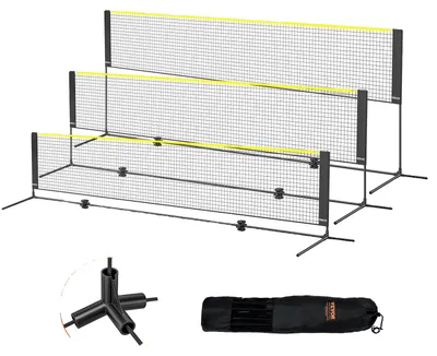 Obrázek produktu pro Síť na badminton VEVOR, výškově nastavitelná síť na volejbal, skládací síť na pickleball 420 x 155 x 103 cm, přenosná sada tenisové sítě s tyčemi, stojanem a taškou na přenášení, na zahradu, do interiéru i exteriéru