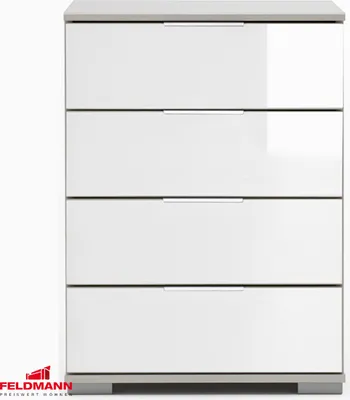 Produktbild von Nachttisch Nachtschrank Easy Plus weiß / Weißglas