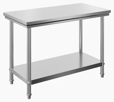 Produktbild von Wiltec Edelstahl Tisch Arbeitstisch Edelstahltisch mit Ablage 120x60x85cm für Gastro Küche Werkstatt Garten Keller mit höhenverstellbare Füßen