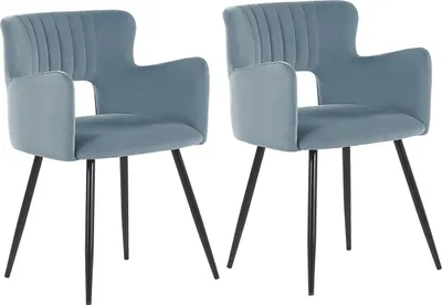 Produktbild von BELIANI Esszimmerstuhl Hellblau Polsterbezug mit Armlehnen vier stabilen Beinen Wohnzimmer Esszimmer Küche Elegant Klassisch
