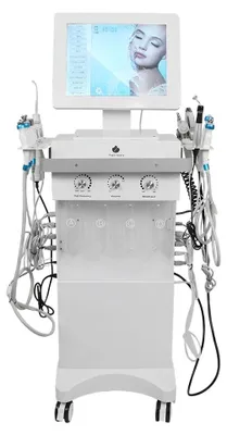 Image de Appareil de nettoyage du visage Hydra 15-en-1 - Technologie ultrasonore - Nettoyage en profondeur - Élimination des points noirs - Raffermissement de la peau - Analyse de la peau - Blanc