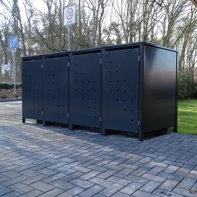Produktbild von 4 Mülltonnenboxen Modell No.4 Anthrazit komplett RAL7016 für 240Liter Mülltonnen