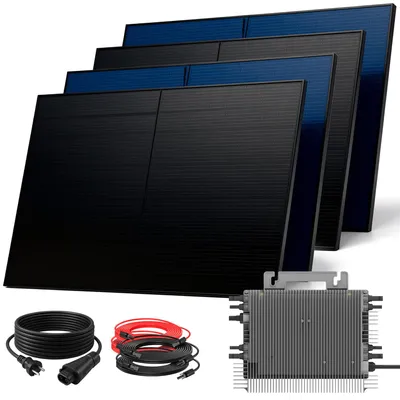 Produktbild von SUNNIVA® 2000W Balkonkraftwerk BIFAZIAL FULLBLACK komplett Steckdose DEYE 2000 Watt Wechselrichter, Komplettset 4x 500W PV Solaranlage Solarmodule