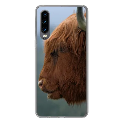 Produktbild von MuchoWow® Handyhülle Schutzhülle Hülle für Huawei P30 Schottische Highlander - Tiere - Nebel Silikon Softcase Handy Hülle - Kartenbesitzer