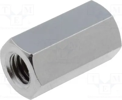 Obrázok produktu pre 10 kusov distančných objímok so závitom (vnútorný závit M5), dĺžka 15 mm, šesťhranné, mosadzné, rozmer 118x15 mm