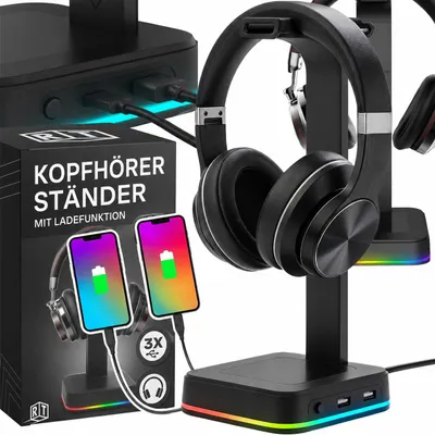 Obrázek produktu pro Stojan na sluchátka RGB, univerzální držák na sluchátka s podsvícením, držák na herní sluchátka pro PC, USB držák na sluchátka pro hráče, značka Retoo, Obrázek vytvořený pomocí AI
