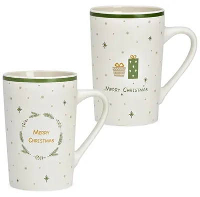 Produktbild von Große Weihnachts-Tassen mit Spruch 2er Set Porzellan 8 cm, 385 ml