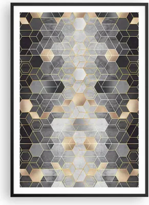 Produktbild von Gerahmtes Poster - Schwarzer Rahmen - Geometrisch Abstraktion Sechsecke - 70x100 cm - Wand Bild - Wanddeko - Wandbilder - Kunstposter - Wandposter - Bilderrahmen - Bilder - P2BPA70x100-4776
