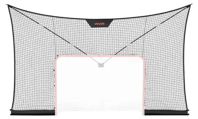 Imagen del producto de VEVOR: Red de protección para portería de hockey, 366 x 213 cm. Solo la red para entrenamiento de portería de hockey, red de repuesto resistente con mayor cobertura, ligera y portátil. Red para portería de hockey para jóvenes y adultos