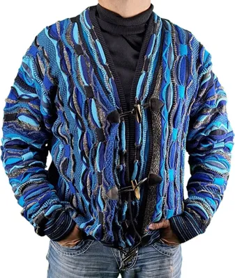 Produktbild von Herren Strickjacke mit Knebelknöpfen, Intarsien Design,  Italy Größe XL/54
