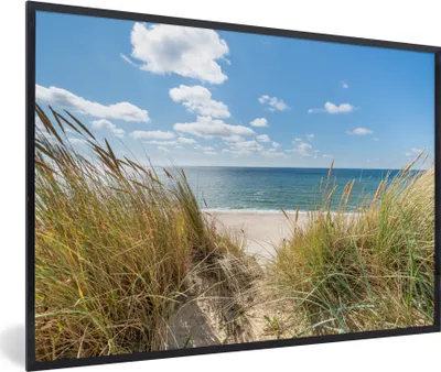 Produktbild von MuchoWow® Gerahmtes Poster Düne - Gras - Meer - Strand 90x60 cm - Poster mit Schwarzem Bilderrahmen Wandposter Rahmen Foto Bilder - Fotorahmen - Foto-Plakat
