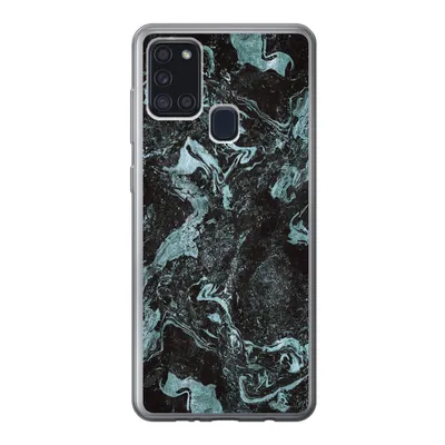 Produktbild von MuchoWow® Handyhülle Schutzhülle Hülle für Samsung Galaxy A21s Naturstein - Blau - Stein Silikon Softcase Handy Hülle - Hartschale