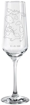 Produktbild von Mr. & Mrs. Panda Glas Kuh - Transparent - Geschenk, Milch, Kühe, Bauernhof, Trinkglas, Champagnerglas, Spruch, Hof, Kelchglas, Sektflöte, Sektglas