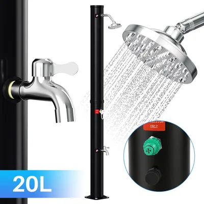 Produktbild von Faziango Solardusche 20L mit Dreh-Montage & Fußbrause – inkl. großer Schutzhülle (220x65 cm) – Gartendusche, Pooldusche