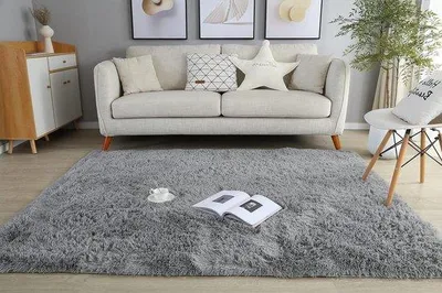 Produktbild von Kinderzimmer-Dekoration – Flauschiger Shaggy-Teppich – Weicher Teppich für das Wohnzimmer – Rutschfester Teppich für das Schlafzimmer – Teppich grau, 160 x 200 cm
