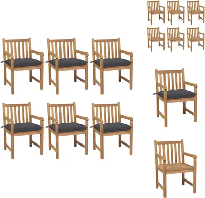 Produktbild von vidaXL Gartenstühle 6 Stk. mit Anthrazit Kissen Massivholz Teak -  Gartenstühle