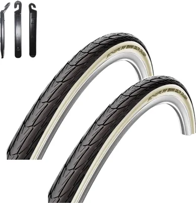 Produktbild von 2 x Schwalbe Delta Cruiser K-Guard Fahrradreifen Weißwand Decke 37-540 ( 24 x 1 3/8 ) inkl. Reifenheber