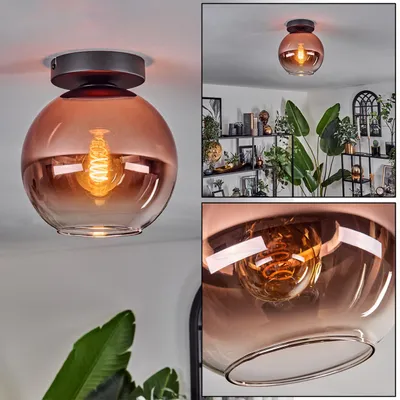 Produktbild von Cesaro Deckenlampe aus Metall/Glas in Schwarz/Kupferfarben/Klar