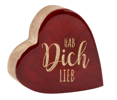 Produktbild von Herzdeko aus Holz Hab dich lieb – Romantische Deko in Rot 9,5cm