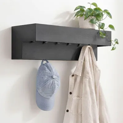 Image de Porte-manteau mural DanDiBo, 60 cm, métal, noir, modèle 96741. Barre de porte-manteau, penderie, crochets pour vêtements, patères, placard suspendu, design moderne, Image générée par une IA
